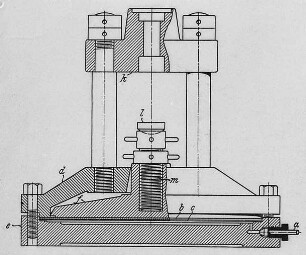 Brinellpresse, Schnitt : Technikgeschichte | Stoffkunde und Materialprüfung | Materialprüfung | Metallprüfung | Härte