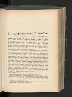 III. Aus pflanzlichen Rohstoffen.