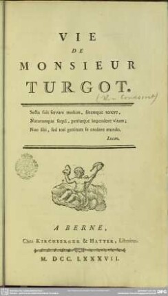 Vie De Monsieur Turgot