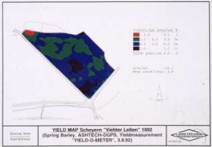 Yield Map Scheyern "Viether Leiten" 1992 (Spring Barley; ASHTEC-GPS; Yield Measurement "YIELD-O-METER", 3.8.1992)
