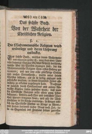 Das sechste Buch. Von der Wahrheit der Christlichen Religion.
