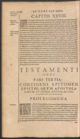 Testamenti Novi Pars Tertia: Continens Epitomen Epistolarum Apostolicarum ...