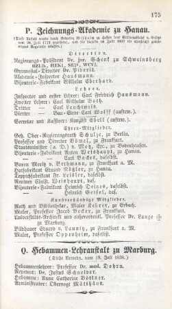 Q. Hebammen-Lehranstalt zu Marburg.