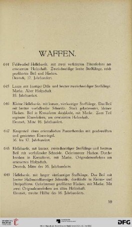 Waffen (Nr. 644-660)