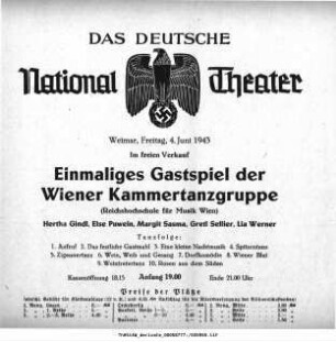 Einmaliges Gastspiel der Wiener Kammertanzgruppe