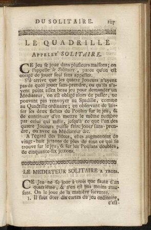 Le Quadrille Appelle´Solitaire.