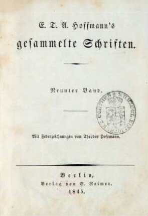 Bd. 9: [Klein Zaches genannt Zinnober. Prinzessin Brambilla]