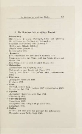 E. Die Provinzen des preußischen Staates