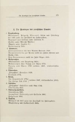 E. Die Provinzen des preußischen Staates