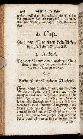4. Cap. Von den allgemeinen Lehrstücken des göttlichen Glaubens.
