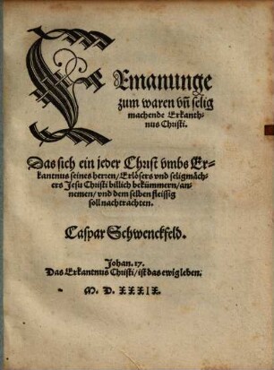 Ermanunge zum waren Erkanthnus Christi
