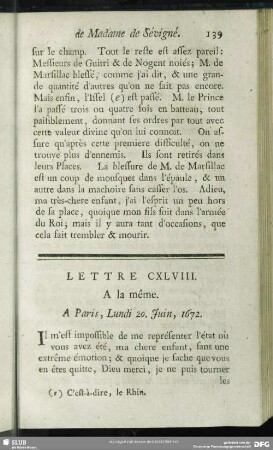 Lettre CXLVIII. A la même. A Paris, Lundi 20. Juin, 1672