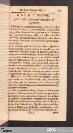 Caput XXXVIII. Ludi Scenici, erumque diversitas & apparatus