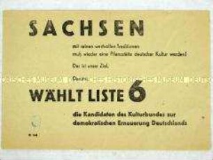 Aufruf des Kulturbundes Sachsen zu den Wahlen 1946