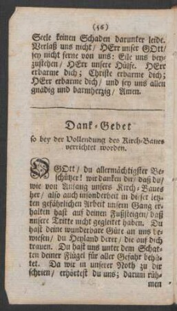 Dank-Gebet so bey der Vollendung des Kirch-Baues verrichtet worden