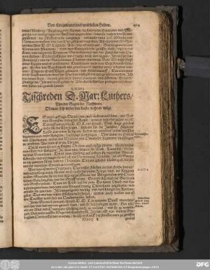 LXIIII. Tischreden D. Mar: Luthers/ Von der Gegen der Nothwere.