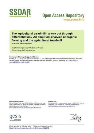 The agricultural treadmill - a way out through differentiation? An empirical analysis of organic farming and the agricultural treadmill