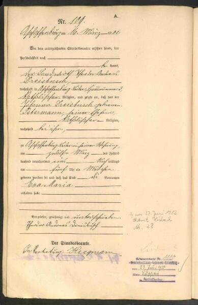 Standesamtsbuch der Stadt Aschaffenburg: Geburten 365/1900 - 184/1901