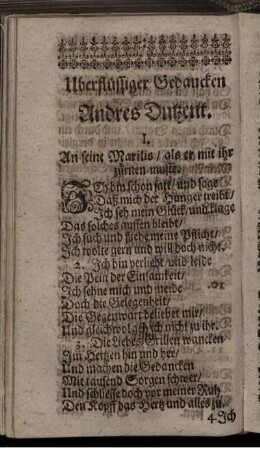 I. An seine Marilis/ als er mit ihr zürnen muste