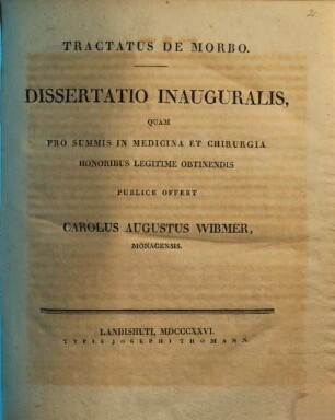 Tractatus de morbo : dissertatio inauguralis