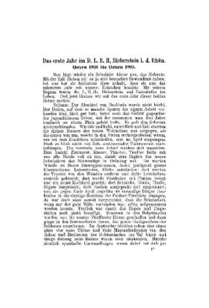Das erste Jahr im D.L.E.H. Bieberstein i. d. Rhön : Ostern 1904 bis Ostern 1905