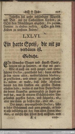 LXLVI. Ein harte Speiß, die nit zu verdäuen ist. Gedicht