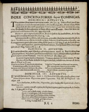 Index Concionatorius super Dominicas