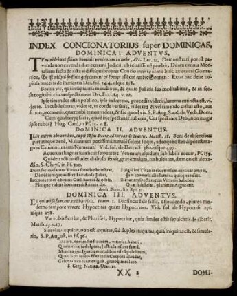 Index Concionatorius super Dominicas