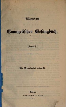 Allgemeines Evangelisches Gesangbuch Entwurf