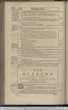XXI. De Sacra Coena Domini