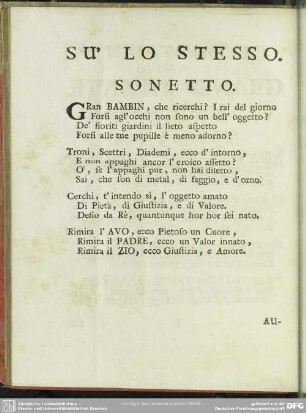 Su´Lo Stesso. Sonetto