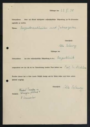 Bitte um Zulassung zur Dr.-Promotion (22.10.1938)