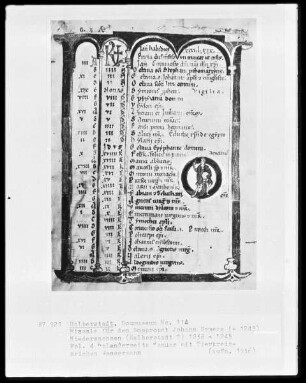 Missale, Ms. 114, folio 4, Kalenderseite Januar mit Tierkreiszeichen Wassermann