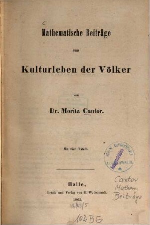 Mathematische Beiträge zum Kulturleben der Völker