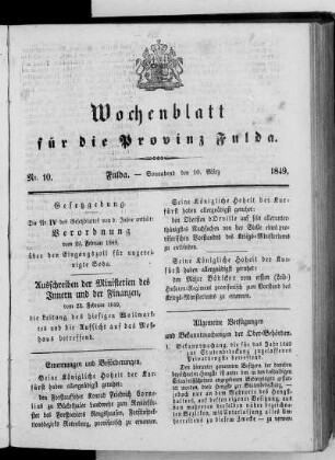 Nr. 10, Ausgabe vom 10. März 1849