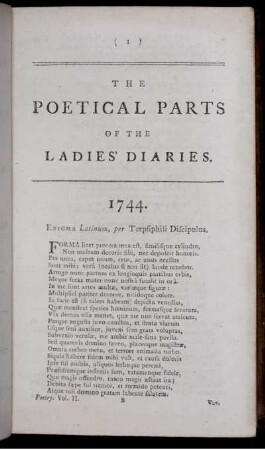 The Poetical Parts of the Ladies' Diaries. [Beighton].
