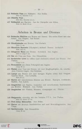 Arbeiten in Bronze und Diverses (Nr. 428-443)