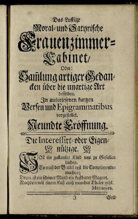 Neundte Eröffnung.