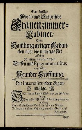 Neundte Eröffnung.
