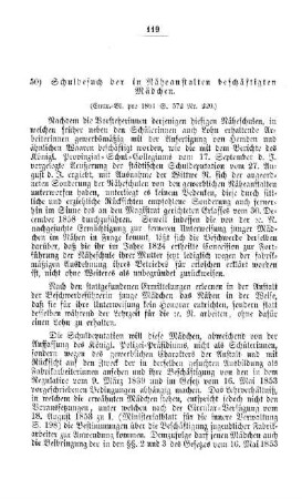 Schulbesuch der in Näheanstalten beschäftigte Mädchen : [V. Elementarschulwesen]