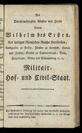Militair- Hof- und Civil-Staat