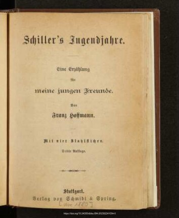 Schiller's Jugendjahre : eine Erzählung für meine jungen Freunde