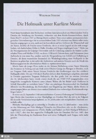 Die Hofmusik unter Kurfürst Moritz