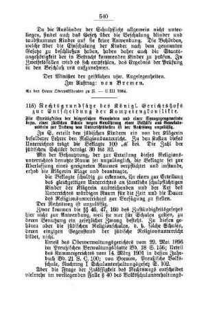 Rechtsgrundsätze des königl. Gerichtshofs zur Entscheidung der Kompetenzkonflikte : [F. Öffentliches Volksschulwesen]