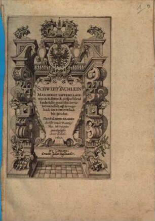 Schweiff Buchlein : Mancherley Schweiff, Laubwerck Rollwerck, perspectif, und sonderliche gezierden zu vieler handarbeit. auff dis vorgehende Architectur buchlein gerichtet