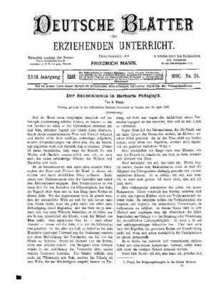 Der Rationalismus in Herbarts Pädagogik : (Fortsetzung)