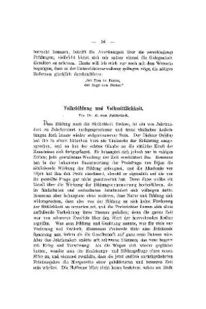 Volksbildung und Volkssittlichkeit