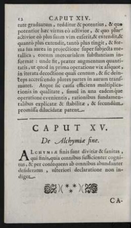Caput XV. De Alchymiae fine