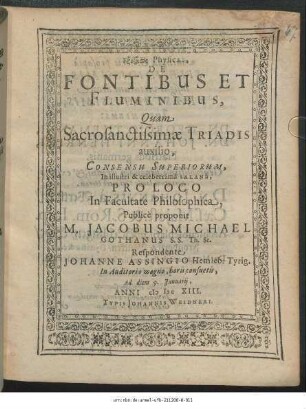 Exetasis Physica, De Fontibus Et Fluminibus