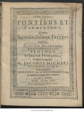 Exetasis Physica, De Fontibus Et Fluminibus